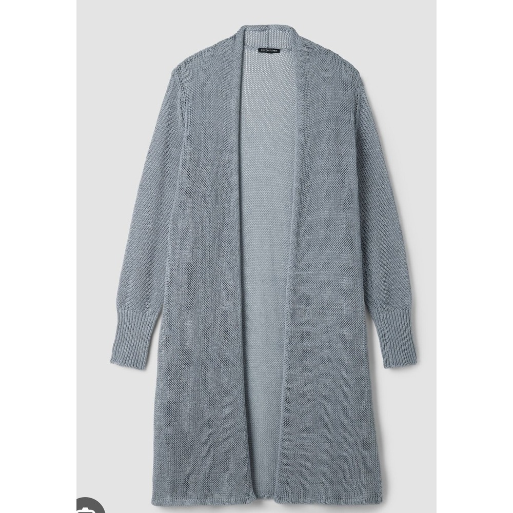 Eileen Fisher Greystone Organic Linen Cotton Cord Long Cardigan 1X